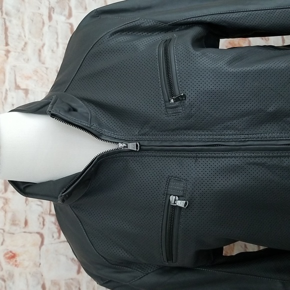 New Michael Kors Charcoal Faux Leather Jacket - Picture 2 of 12